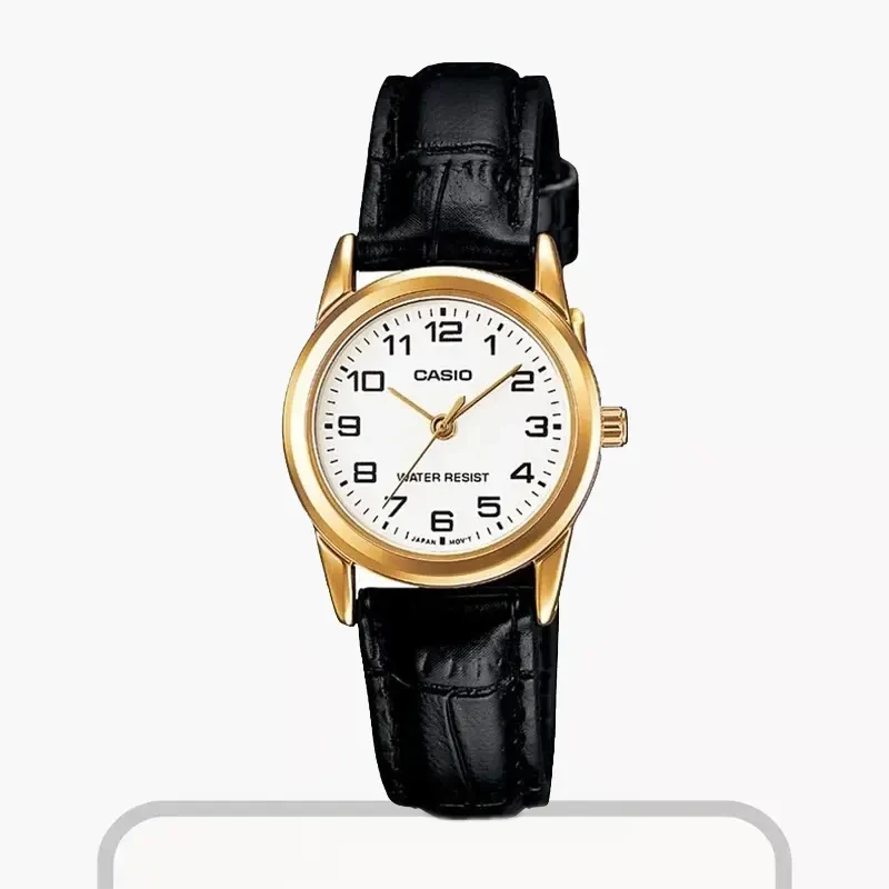Casio Formal Black Leather Strap Ladies Watch- LTP-V001GL-7B